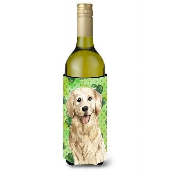 Shamrocks Golden Retriever Wine Bottle Beverge Insulator Hugger