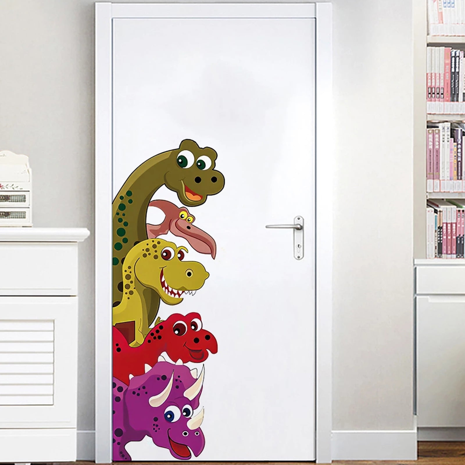 Cartoon Girl Poster for Kid's Room Door Sticker Removeable Door Mural Wallpaper 