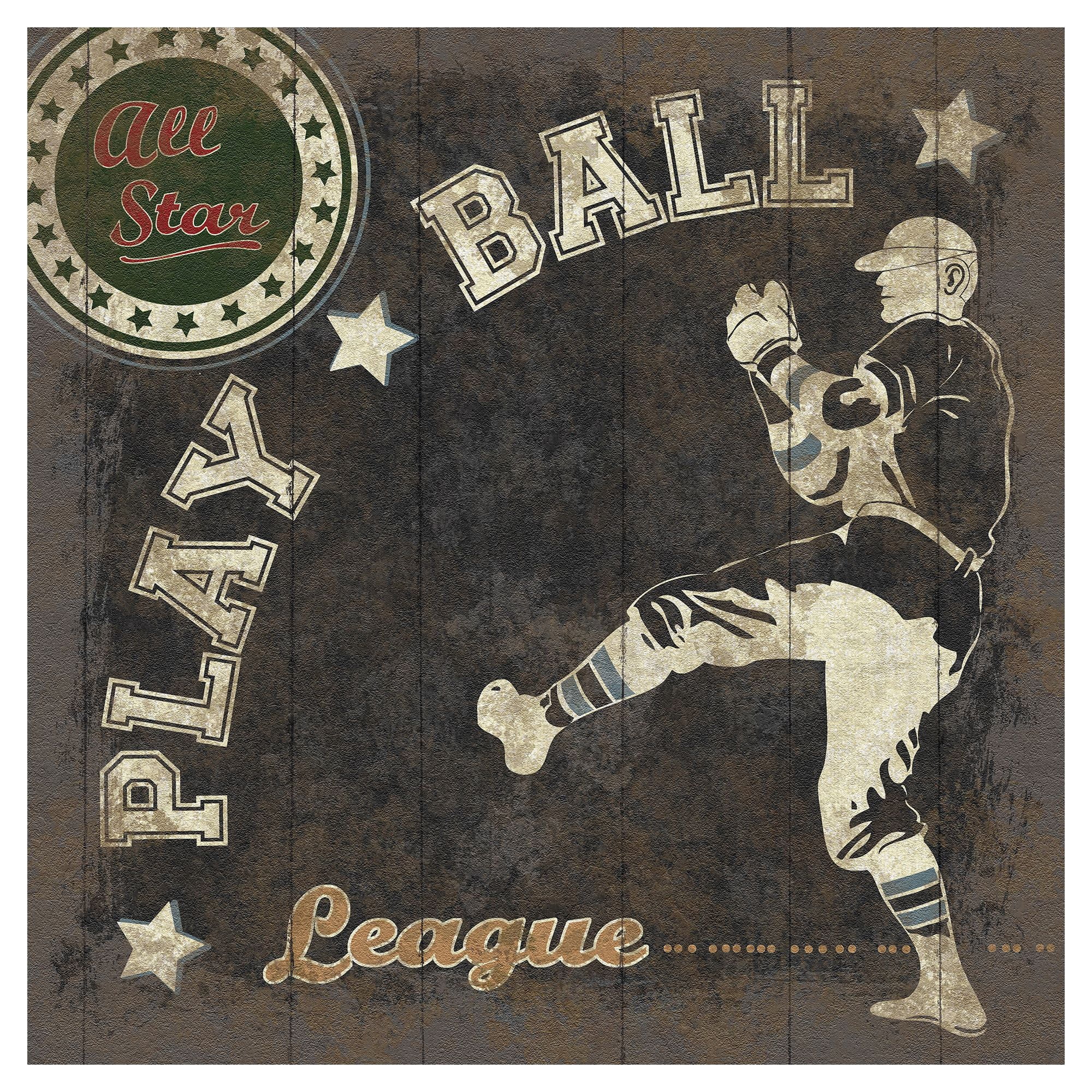 All Star League by The Vintage Collection Baseball Canvas Art