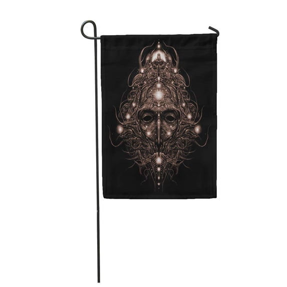 LADDKE Music The Head of Cosmic Shaman in Fantastic Helmet Garden Flag Decorative Flag House Banner 28x40 inch