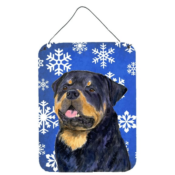 Rottweiler Winter Snowflakes Holiday Wall or Door Hanging Prints