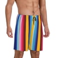 thumbnail image 2 of Honeii Yellow Blue Mexican Blanket Stripes Print Men's Pajama Sleepwear Shorts - a comfy pajama bottom and lounge short for Relaxed Home Wear-4X-Large, 2 of 6