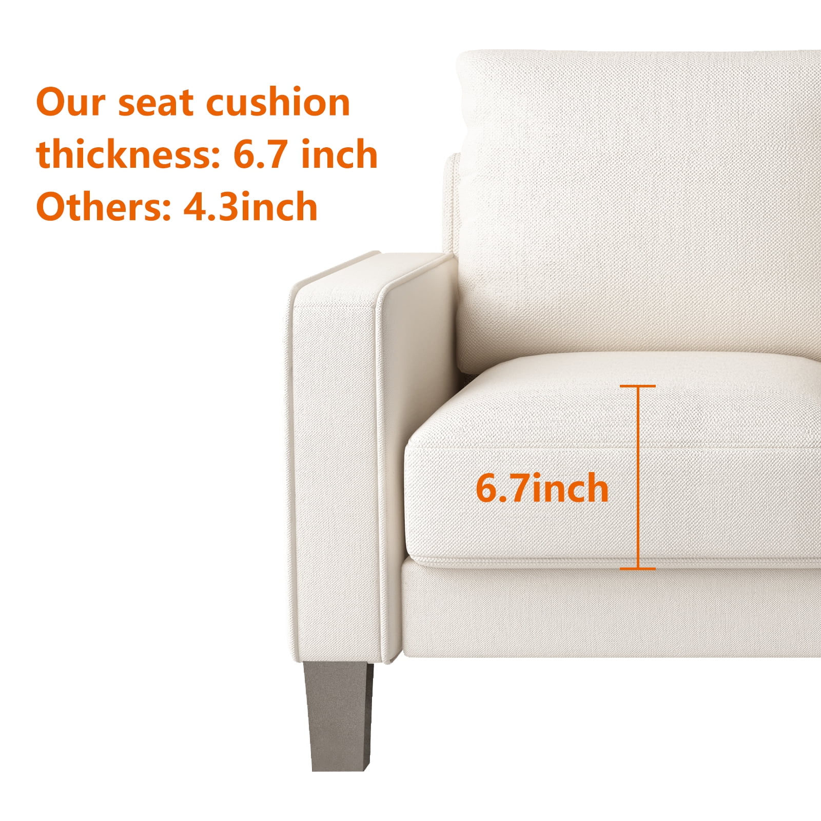 DEALTOPS Modern Sectional Sofa Couch Upholstered Sofa Storage Couches 3 Seater Sofa Chair for Living Room - Beige