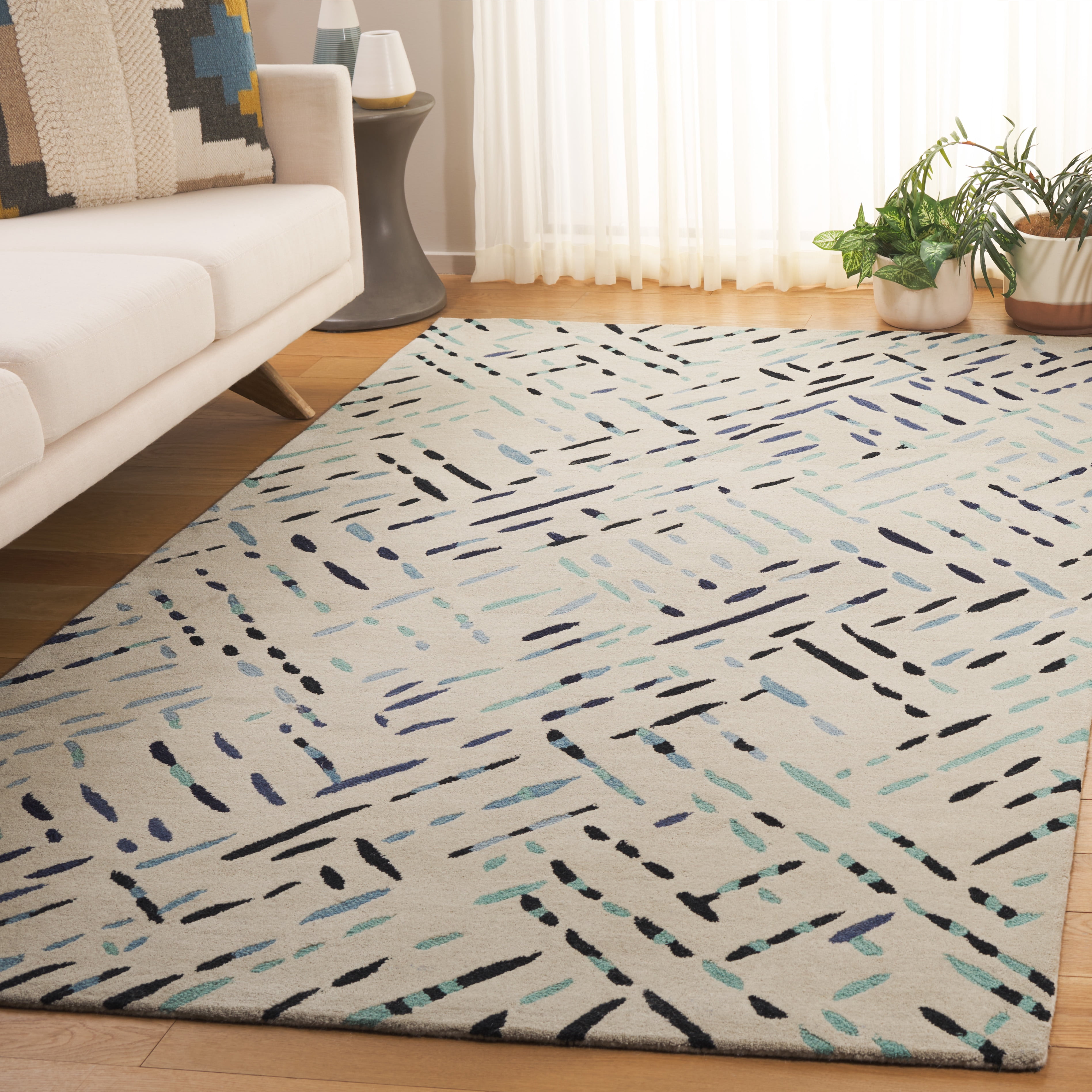 SAFAVIEH Metro Rodina Geometric Striped Area Rug, Gray/Blue, 3' x 5'