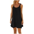 thumbnail image 2 of Pop Seller Women's Summer Sexy Suspender Dress Sleeveless Solid Color Dress Mini Sling Dress Black L, 2 of 8