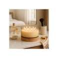thumbnail image 3 of Decorative Ribbed Glass Scented Candle with Wood Base for Men and Women - Stylish Large Votive Candle for Outdoor and Indoor Area - Elegant Living Room, Bedroom, or Bathroom Decor - 7", Ivory & Brown, 3 of 13