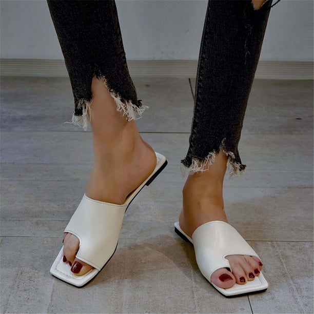 Verano Mujer Moda Color sólido Zapatillas Sandalias planas Playa Zapatos al aire libre Wmkox8yii hj789