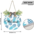 thumbnail image 3 of SKYSONIC Blue Pineapple Welcome Sign Front Door Decor Round Door Hanging Sign Porch Decorations for Farmhouse Summer Holiday Fall Halloween Christmas - 12x12 inch, 3 of 7
