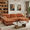 Orange, variant on Eyisean 100" Modular Sectional Sofa with 4 Pillows, Pom-Pom Trim Quilted Tufted Cushion Ergonomic Design, 3-Seater Modern Chenille Cloud Couch with Deep Seat for Living Room & Office, Easy Assembly