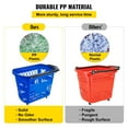 thumbnail image 5 of 6-Count Rolling Shopping Baskets, Lightweight Blue Plastic Carts with Handle and Wheels, Portable Store Shopping Basket Collection, 5 of 11