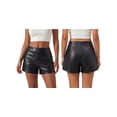 thumbnail image 2 of LMLYSoH Womens Mini PU Leather Shorts Casual Stylish Solid Color Zip Side Mid Rise Shorts for Daily Life Party and More, 2 of 9