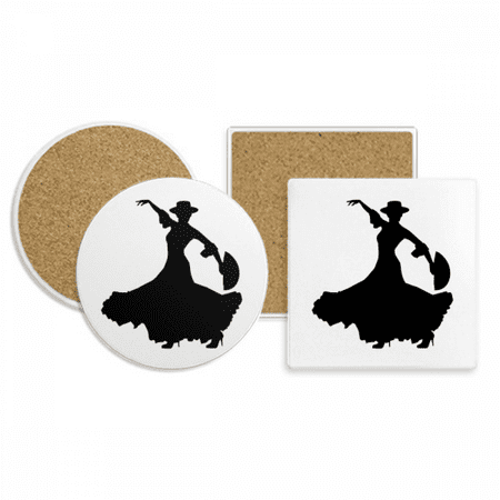 

Performance Fan Dancing Dancer Coaster Cup Mug Holder Absorbent Stone Cork Base Set