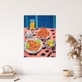 thumbnail image 4 of Party Shrimp Oil Painting Yellow Pink Blue Dinner Served on Leopard Print Table Unframed Wall Art Print Poster Home Decor Premium, 4 of 5