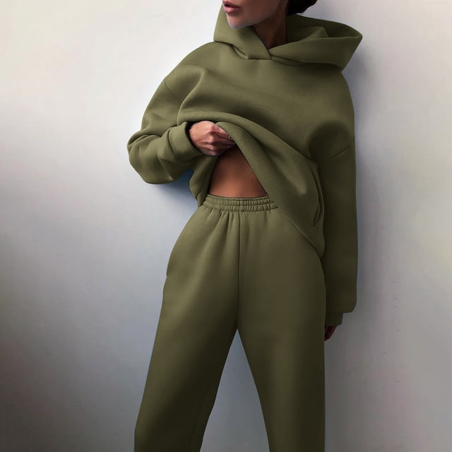 Récentes Commandes Passées par Moi Ensembles de Détente 2 Pcs pour Femmes ZVAVZ Tenues Décontractées Unies d'Automne pour Dames Chandail à Capuche à Manches Longues Pantalon Long Ample Survêtement Jogging 2025