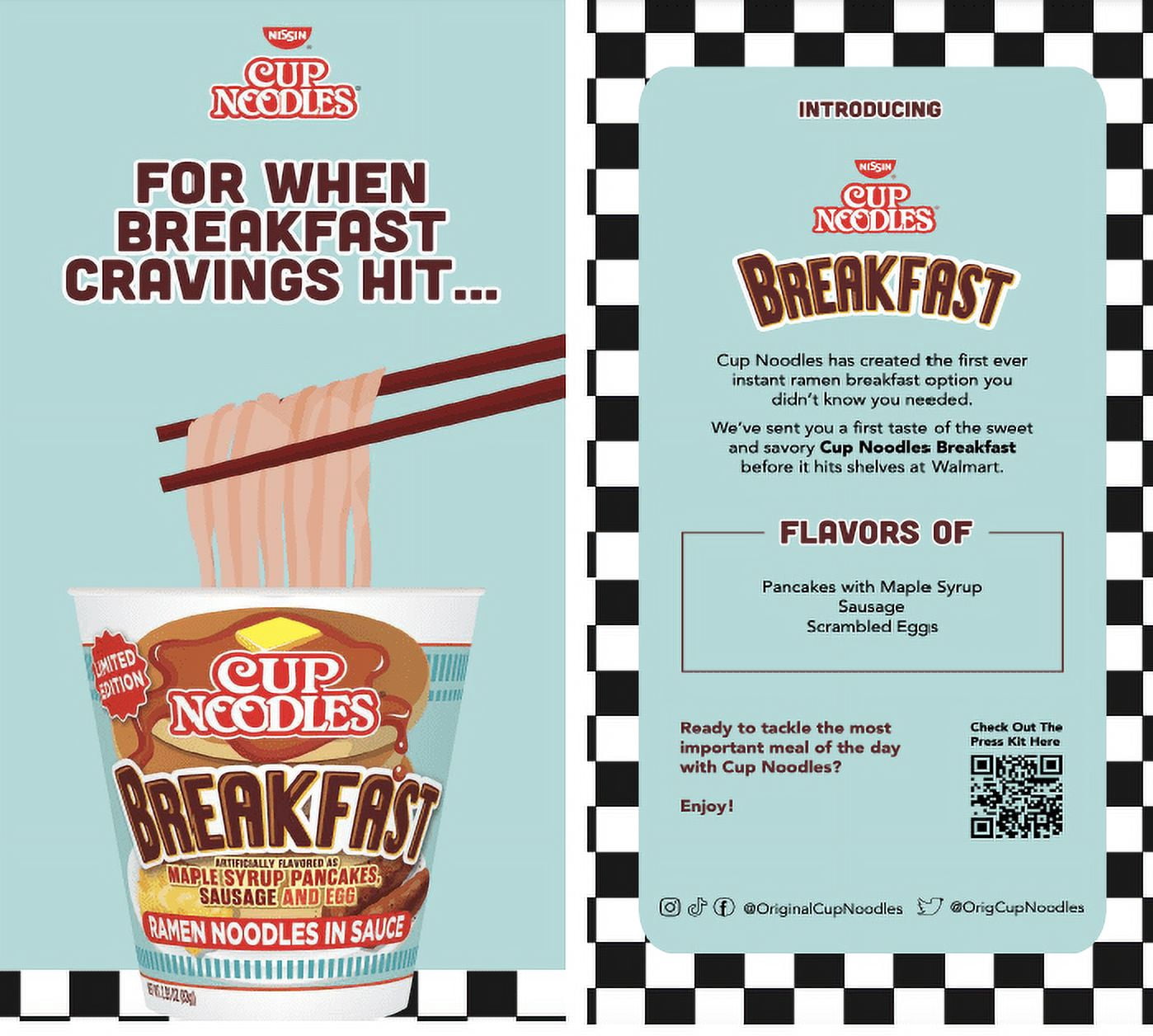 Nissin Foods Cup Noodles Limited Edition Ramen Noodles, Breakfast Flavor, 2.93 oz Cup, Shelf-Stable