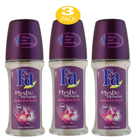 Fa Deodorant Roll-on, 1.7 Ounce Mystic Moments, Antiperspirant for Men & Women - 50ml (3 Pack)