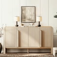 thumbnail image 5 of WAMPAT 63" W Modern Large Buffet Sideboard Cabinet with Storages, Buffet Table Coffee Bar Wine Bar Storage Curved Cabinet with 4 Doors for Dining Room, Living Room, Kitchen,Lightt Oak, 5 of 8