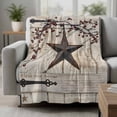 thumbnail image 2 of Texas Star Vintage Blanket Soft Cozy Warm Throw Blanket for Couch, Plush Fuzzy Flannel Fleece Blankets for Sofa, Brown Retro Berry Beige Wooden Branches Bed Blankets Gifts for Men, 40"x50", 2 of 9