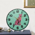 thumbnail image 4 of Yayeee Wall Clock for Living Room 9.5 inch Battery Operated Round with Holder, Pink Cheetah, 4 of 7