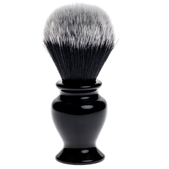 Fendrihan Brocha de Afeitar Sintética Blanca y Negra con Mango de Resina para Afeitado Personal y Profesional (Nudo: 24 mm)