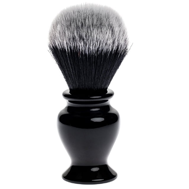 Fendrihan Brocha de Afeitar Sintética Blanca y Negra con Mango de Resina para Afeitado Personal y Profesional (Nudo: 24 mm)