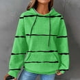 thumbnail image 2 of QQAMB Womens Sweatshirts Plus Size Long Sleeve Waffle Strip Print Drawstring Hoodies Sweatshirts Loose Casual Fashion Pullover Tops Green 5XL, 2 of 6