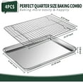 thumbnail image 2 of Quarter Sheet Pan with Cooling Rack Set [2 Baking Sheets + 2 Racks], Stainless Steel Cookie for and Wire - Rust & Warp Resistant Nonstick, Size 12 x 9.8 1 Inch, 2 of 3