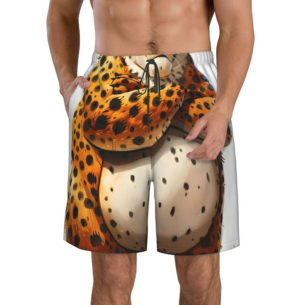 Fotbe Cartoon Cheetah With Attitude Trajes de Baño Estampados para Hombre, Shorts de Verano de Secado Rápido, Ropa de Playa, Bañadores-X-Large