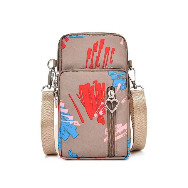 Factory Direct Crossbody Mobile Phone Bag Vertical Fabric Mini Small Bag Wrist Arm Mobile Phone Bag Three-Layer Coin Wallet