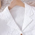 thumbnail image 5 of WQQZJJ Teen Girl's Skirt Set, Solid Color Chiffon Printed Set, Button Lapel Pocket Bubble Short Sleeve Shirt + Elastic Waist Half-body Skirt Set, 5 of 9