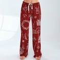 thumbnail image 6 of Hearthz Christmas Women Pajama Pant Winter Wide Leg Pj Bottoms Printed Fall Drawstring Women Lounge Pants, 6 of 7