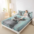 thumbnail image 4 of Homewish Little Rustic Cow Full Size Sheets for Kids, Cartoon Cyan Flower Bed Sheets, Countryside Theme Sheet Sets, Microfiber Bedroom Decor, 4 Pieces, 4 of 7