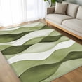 thumbnail image 4 of 5x7 Area Rugs, Sage Green Stripes Non-Skid Rubber Backing Large Rectangle Rugs - Living Room Bedroom Home Office, Retro Farmhouse Abstract Ripple Indoor Floor Mat Carpets Washable Rug, 4 of 9