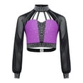 thumbnail image 4 of TSSOE Gymnastic Outfits for Girls Cheerleading Jazz Hip-hop Dance Clothes Set Figure Ice Skating Performance Dancewear Purple 14, 4 of 7