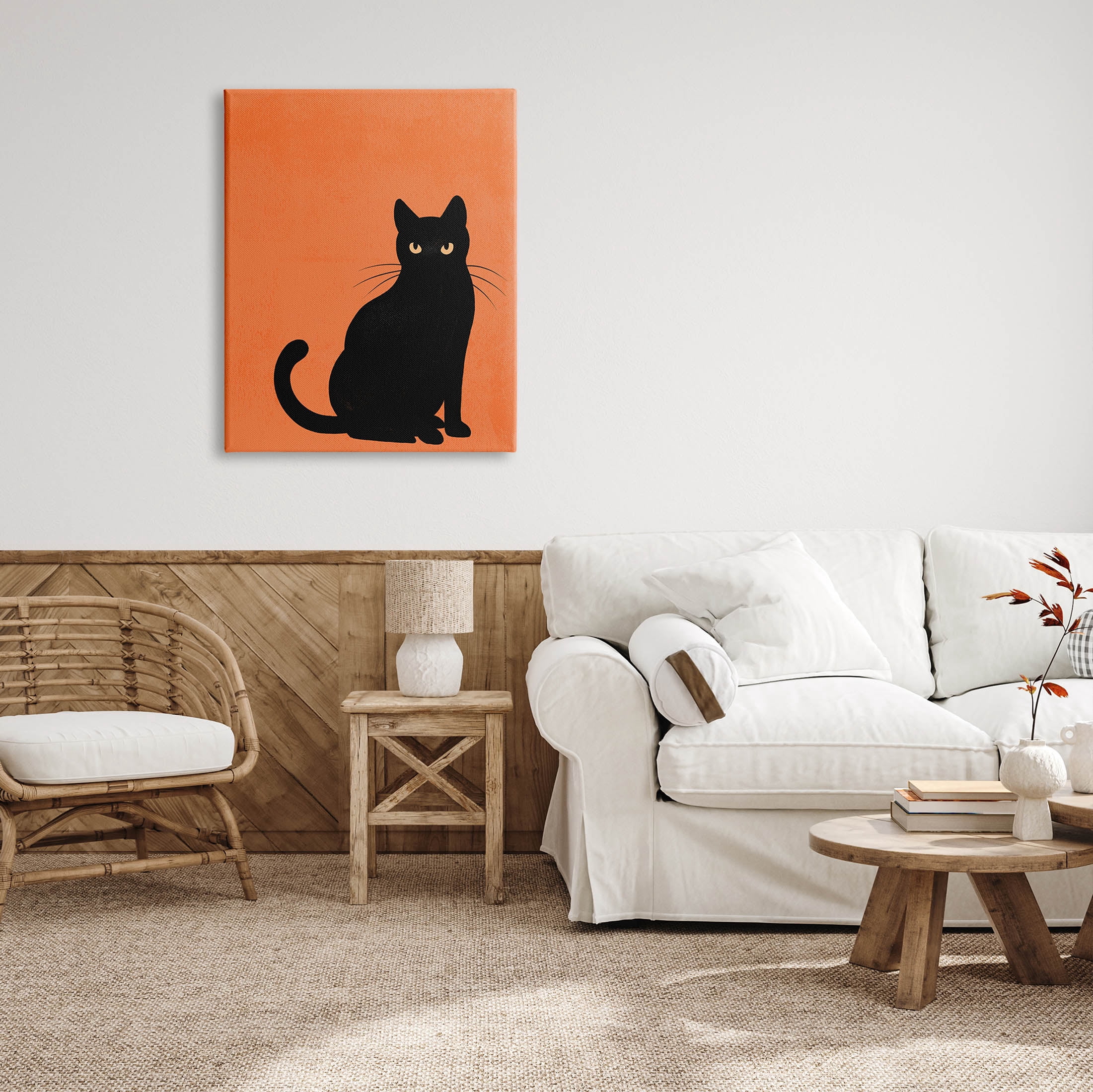 Stupell Industries Bold Black Cat Silhouette Graphic Art Gallery Wrapped Canvas Print Wall Art, Design by Jo Taylor