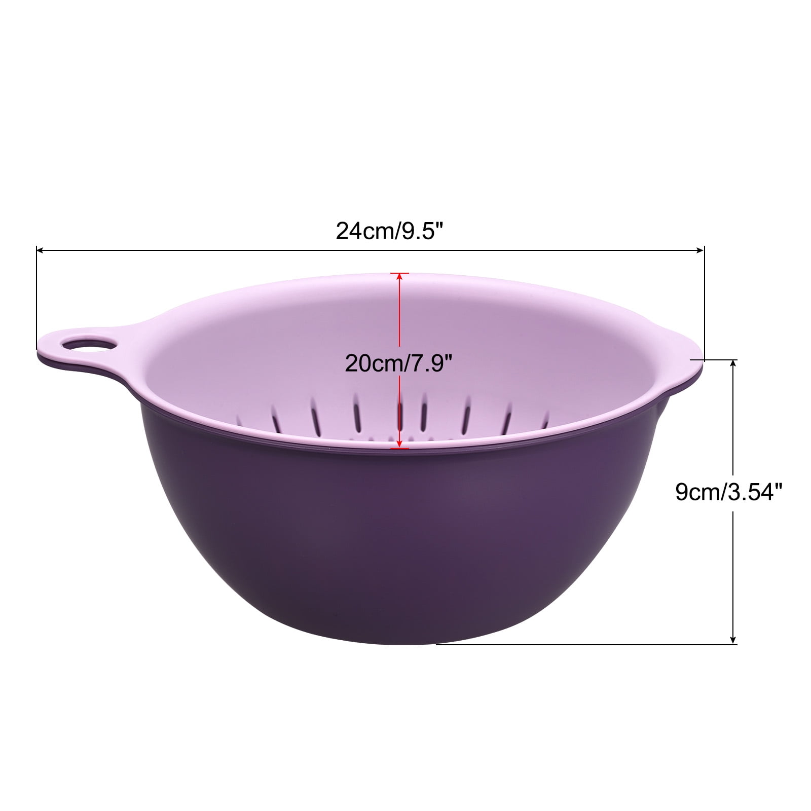 Unique Bargains Kitchen Food Strainer Colander Bowl Set Double Layer Drain Basin Basket Purple