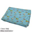thumbnail image 5 of Plane Floor Pillow Lounger Cover, Colorful Cartoon Toy Pattern Boats Planes Trains on Blue Background, Nap Mat Printed Fabric Case for 5 Pillows, 88" x 27", Multicolor, by Ambesonne, 5 of 5