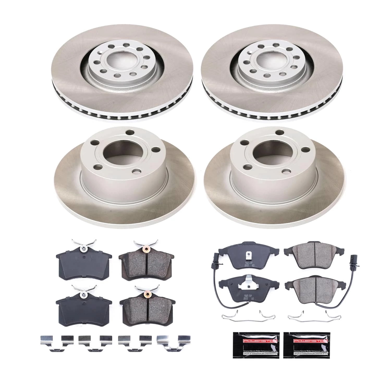 PowerStop Front and Rear Semi-Coated Rotor and Low-Dust Ceramic Brake Pad Kit SC9175
