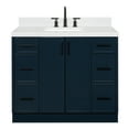 thumbnail image 2 of Ariel Kelly 42 Inch Single Rectangular Sink Bathroom Vanity With Carrara White Quartz Countertop 1.5 Inch Edge In Midnight Blue, 2 of 12