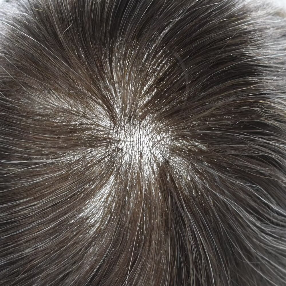 LYRICAL HAIR Toupee for Men 0.04-0.06mm Ultra Thin Skin Mens Toupee Hairpiece Human Hair Replacement Systems All V-Looped PU Toupee Hair for Men Natural Hairline Mens Hair Wig Units