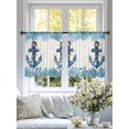 thumbnail image 3 of Summer Ocean Anchor Sheer Curtains 45 Inch Long 2 Panels, Nautical Sea Blue Coral Fish Starfish Gray Stripe Light Filtering Rod Pocket Curtains, Sheer Voile Drapes for Living Room Bedroom, 52"x45", 3 of 8
