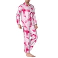 thumbnail image 2 of Fotbe Breast Cancer Ribbons Awareness Pattern Long Sleeve Pajama Set for Men,Sleepwear Set,2-piece Loungewear Set,Soft PJs Comfy Nightwear with Pockets-Small, 2 of 7