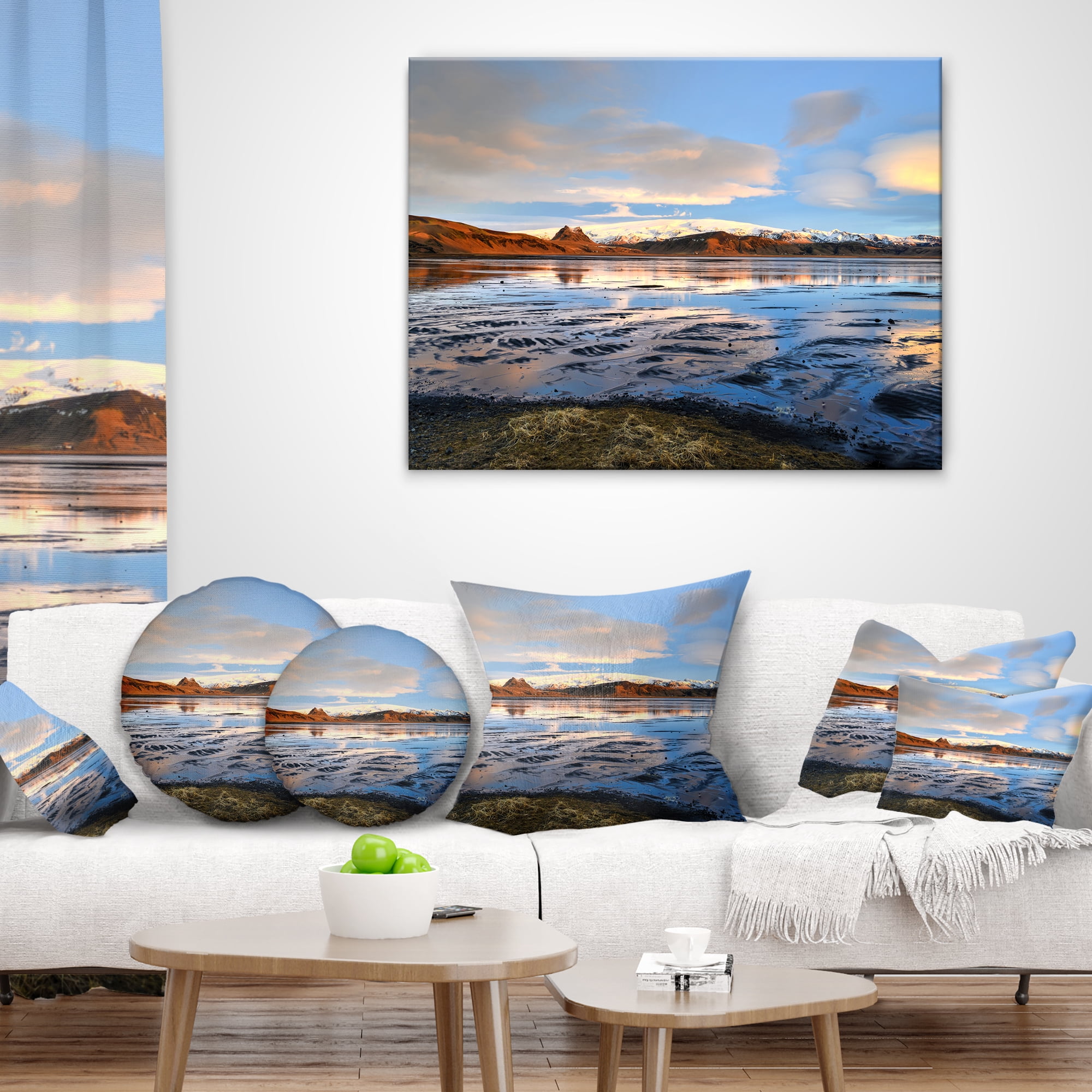 Designart Approach To Dyrholaey Durign Sunrise - Seashore Throw Pillow - 12x20
