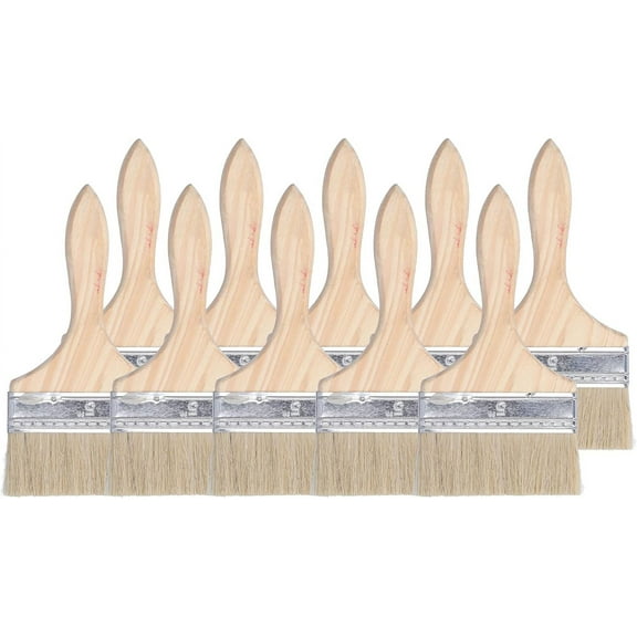 10Pcs Large Paint Brush, 5 Inch Wide Soft Synthetic Brush with Wooden Handle, Multi Uses Flat Painting Brush for Deck - Wall Paint, Dust Clean