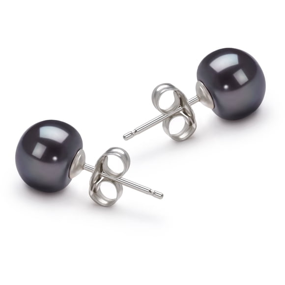 Pendiente PearlsOnly, perla negra de agua dulce de 7-8 mm para mujer