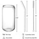 thumbnail image 5 of Juego de 4 vasos con pajita de cristal, vasos de cristal con forma de lata de 16 oz, vasos de cerveza, vasos de café helado, vaso bonito, ideal para whisky, refrescos, 5 of 5