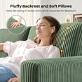 thumbnail image 6 of 100" Sofa Couch for Living Room,24" Extra Deep Seat Corduroy Sofa,Wide Arm,Comfy Upholstered Oversized Loveseat,2 Pillows,Green, 6 of 7