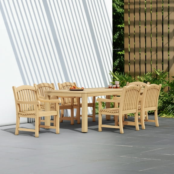 Amazonia Oceanfront 7-Piece Teak Wood 100% FSC Rectangular Patio Dining Set