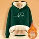 thumbnail image 3 of Sudadera con capucha gruesa y cálida para mujer, chaqueta informal de manga larga con forro polar, resistente al frío, para invierno, 3 of 5