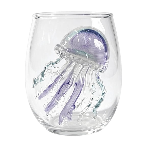 Artisanal Jellyfish Wine 3D Ocean Animal Glassware Collection | Artistic Jellyfish Drinking Glass, Ocean Fantasy Embossed Glass Collection, Coastal Home Decor Gift for Ocean Lovers